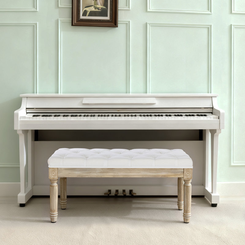 Boswick Linen Upholstered Bench, 31.5" , White