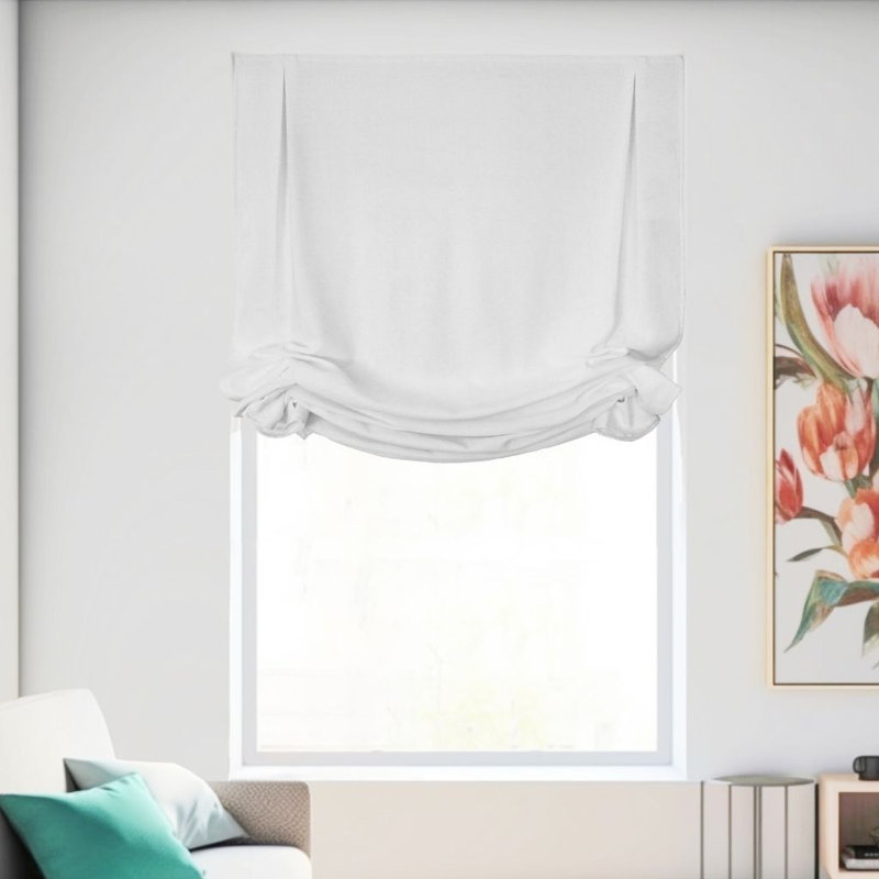Semi Sheer Tie-up Shade, 23"W x 64"L, White