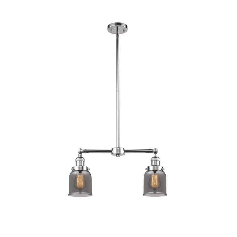 Bell - 2 Light 21" Island Light, Plated Smoked, 6 Watt Vinage LED Bulb, Polished Chrome