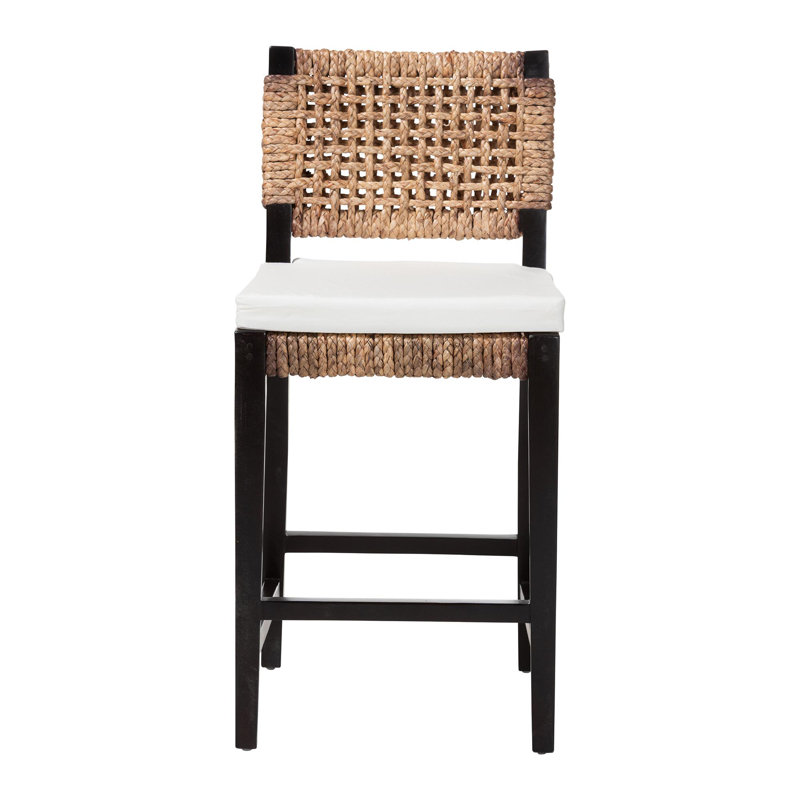 Benjimin 24.2" Mahogany wood and Seagrass Counter Stool