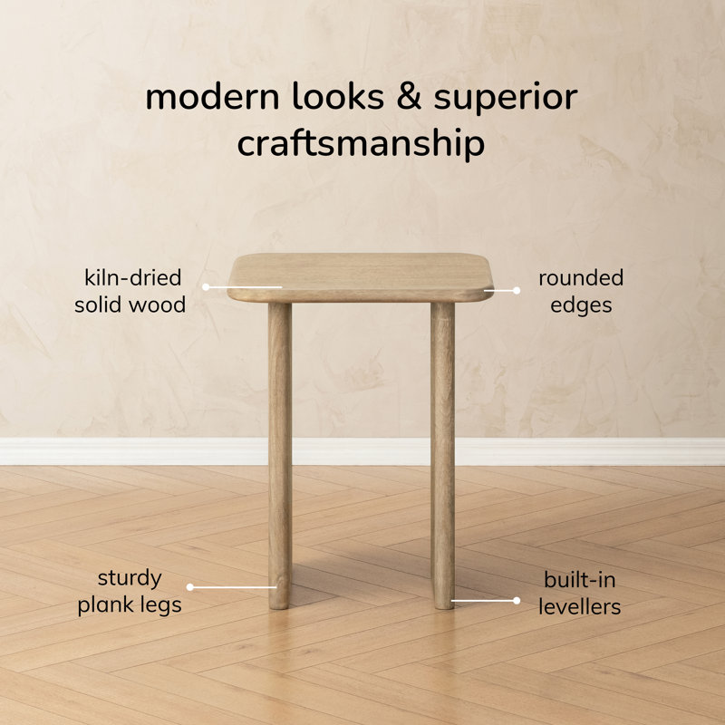 Adalhi Solid Wood Sled End Table, Warm Sand