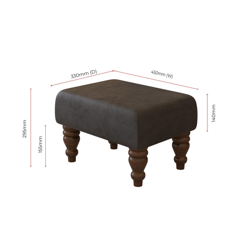 Large Footstools Wood Turned Leg , Mahogany, Style Leather, Black