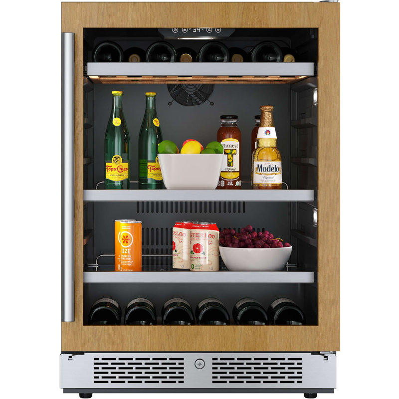 24 Inch Wide 14 Bottle Capacity and 82 Can Capacity Panel Ready Wine and Beverage Cooler, Right