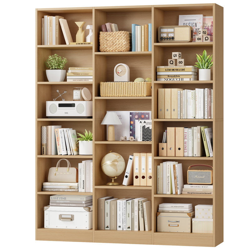 Grande bibliothèque en bois à 6 niveaux H 74 po x l 59 po Wakil, Naturel