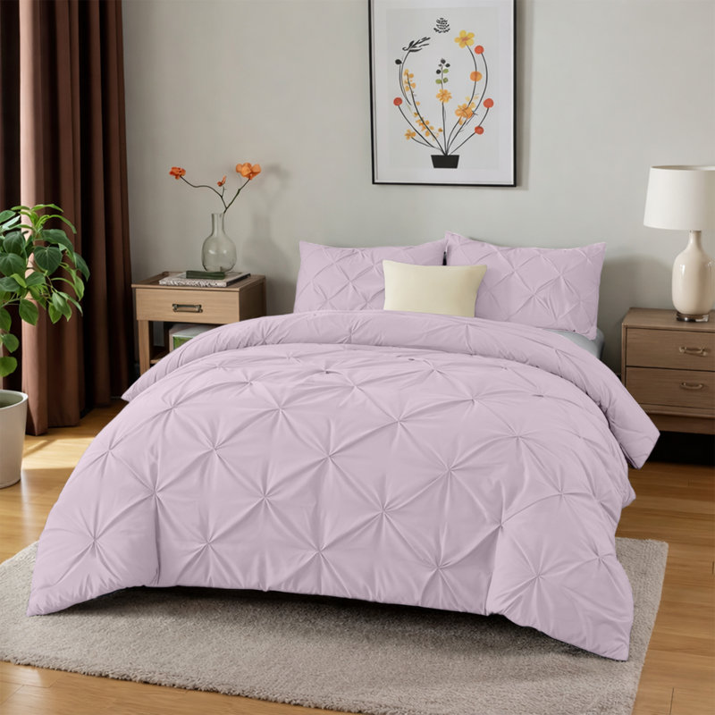 Microfiber Solid No Pattern Colour Duvet Cover Set with Pillowcases, Pink Blush, Single Duvet Cover Set + 1 Pillowcase