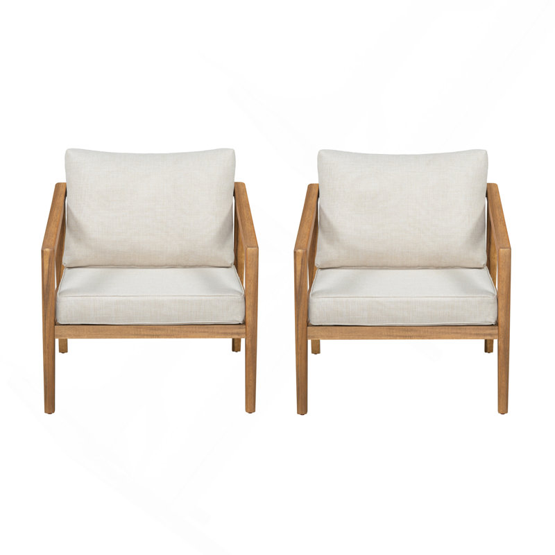 Fauteuil club d'extérieur en bois d'acacia (ensemble de 2)