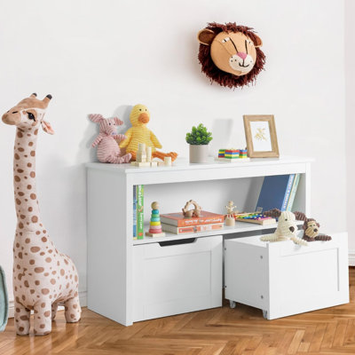 CAPHAUS Storage Organizer with 2 Wheeled Drawers and Shelf, Compact Floor Cabinet for Home, Office or Bedroom