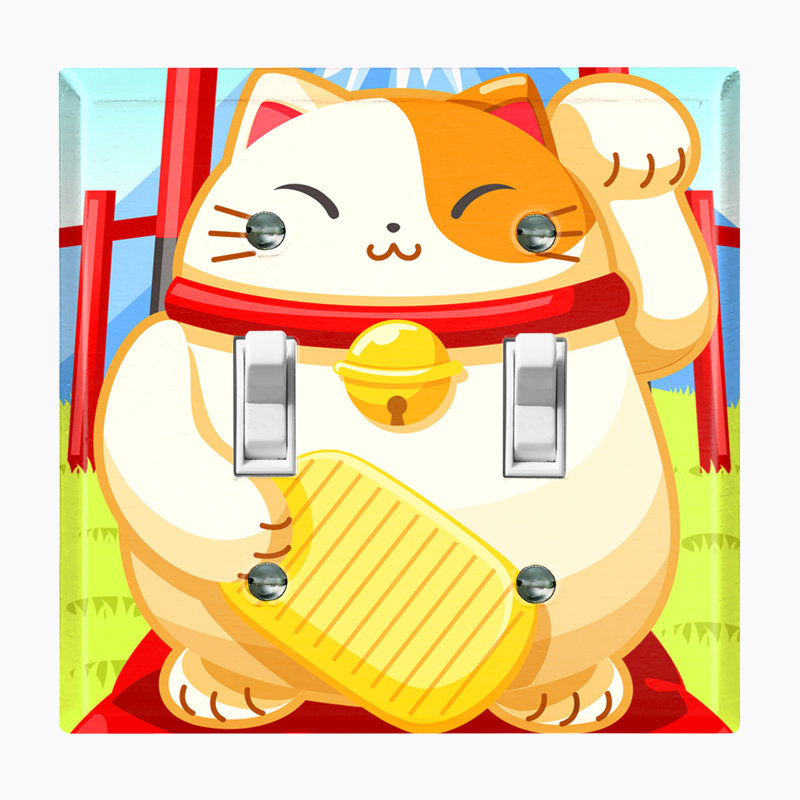 Plaque d'interrupteur en métal (Lucky Cat - Double bascule)