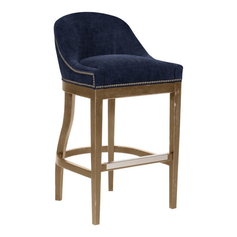Calloway Upholstered Bar Stool with Solid Wood Frame, Nadia Eclipse, Hampton
