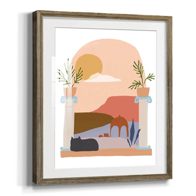 Raphia Palm I, Blanc, Papier avec cadre noyer