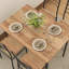 Dining Table Set with 4 Seats, Metal and Wood Frame Kitchen Desk for Home Bar, Grey and Brown-1205292970-1205292975