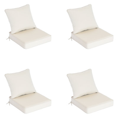 Coussins d'assise profonds d'extérieur/intérieur 48 x 48 x 10 cm (lot de 4), résistants aux intempéries, pour mobilier de jardin
