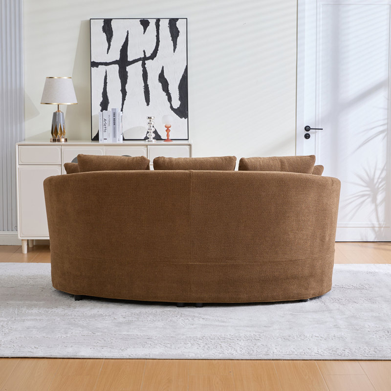 Canapé incurvé de 73,82 po de largeur, siège très profond en chenille moelleuse de luxe moderne, 4 coussins amovibles, convient aux petits espaces, aux salons et aux chambres