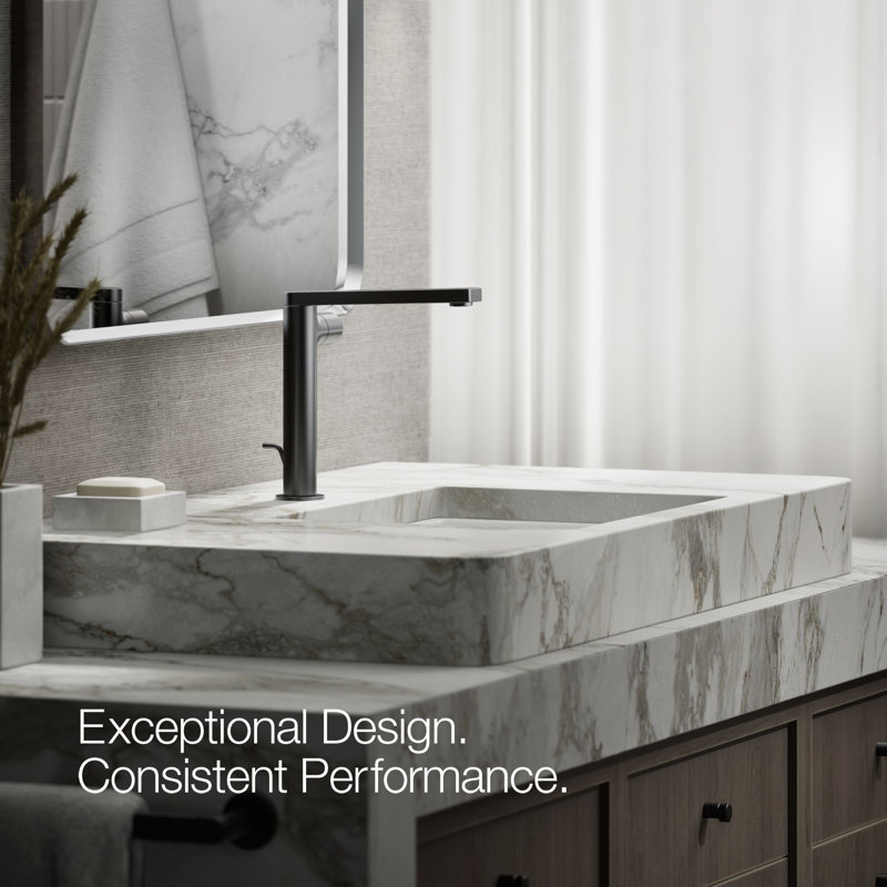 Single-Handle Bathroom Faucet with Drain Assembly, Matte Black