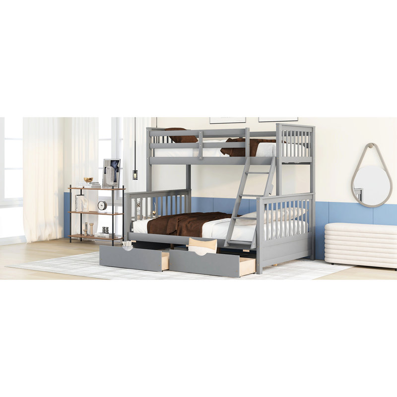Full Bunk Bed In Grey, Meets Requirements Bed, Grey Colour, Construction, Grey, Full