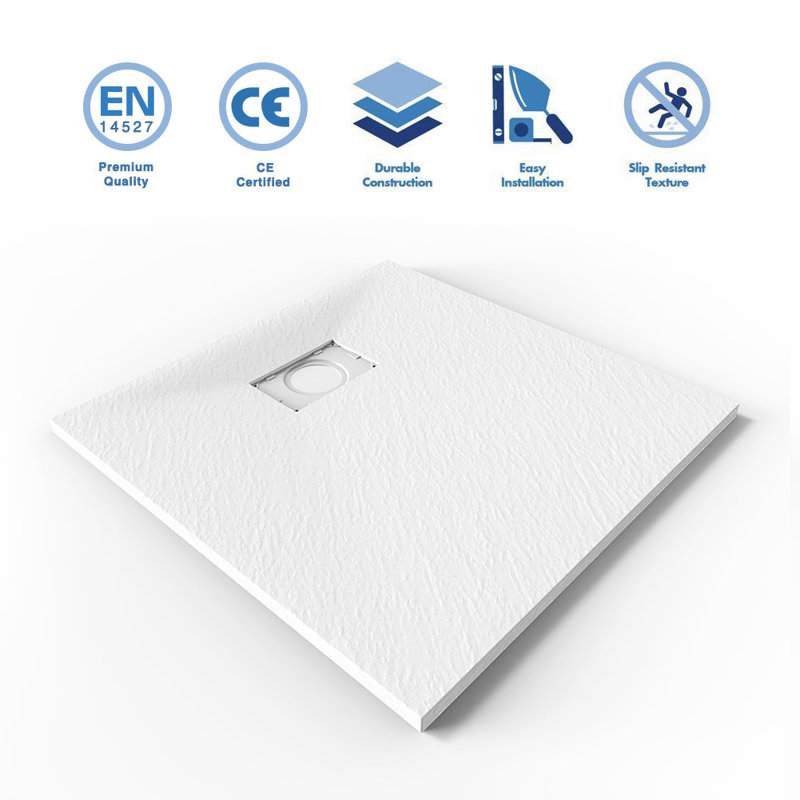 Staples Stone Standard Shower Tray - White, 40mm H x 1000mm W x 800mm D