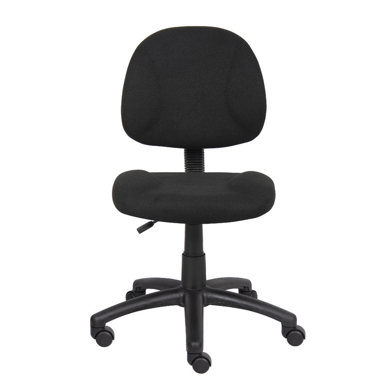 Jea Swivel Posture Chair, Contoured Seat And Back, Black Tweed, Wheels, Black