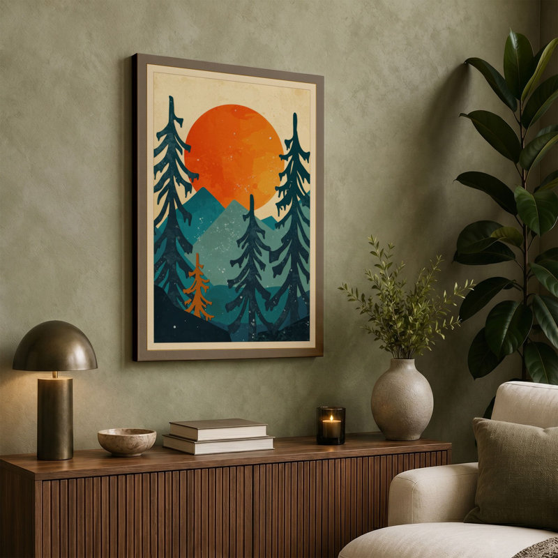 Forest Under Sun Scandinavian - Wrapped Canvas, 24x16 - 61.0 x 40.6 cm, Taupe Border