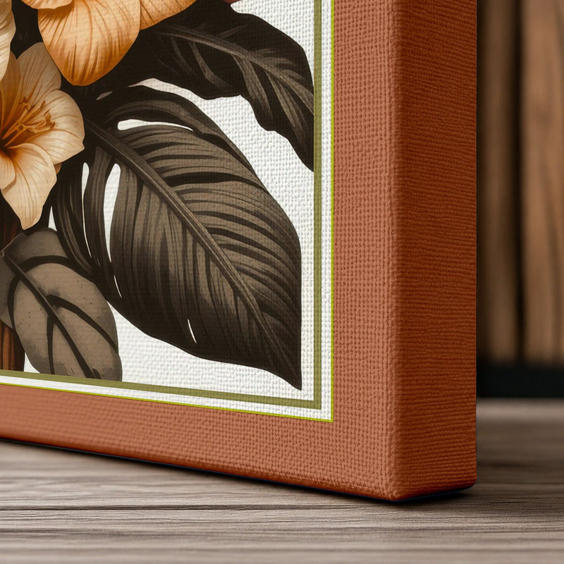 Blossom Study Botanical - Wrapped Canvas, 36x24 - 91.4 x 61.0 cm, Terracotta Border