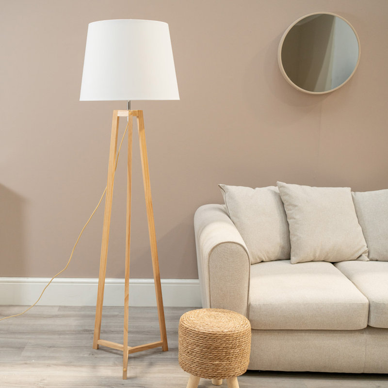 Rhavyn 158cm Natural Traditional Floor Lamp, White