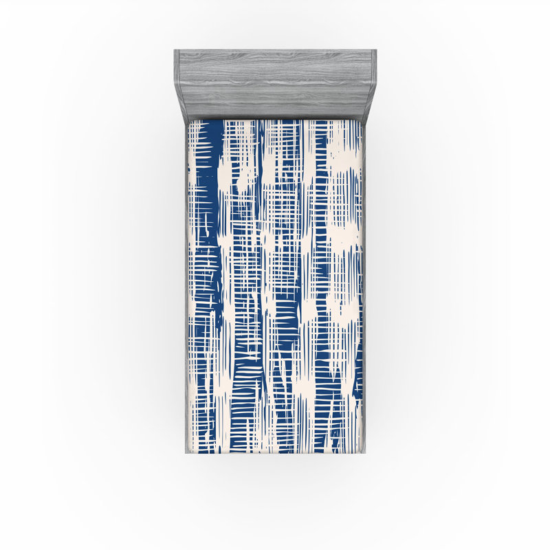 Ensemble de 2 draps-housses Ambesonne, Drap-housse de taille simple, Bleu marine, crème / abstrait