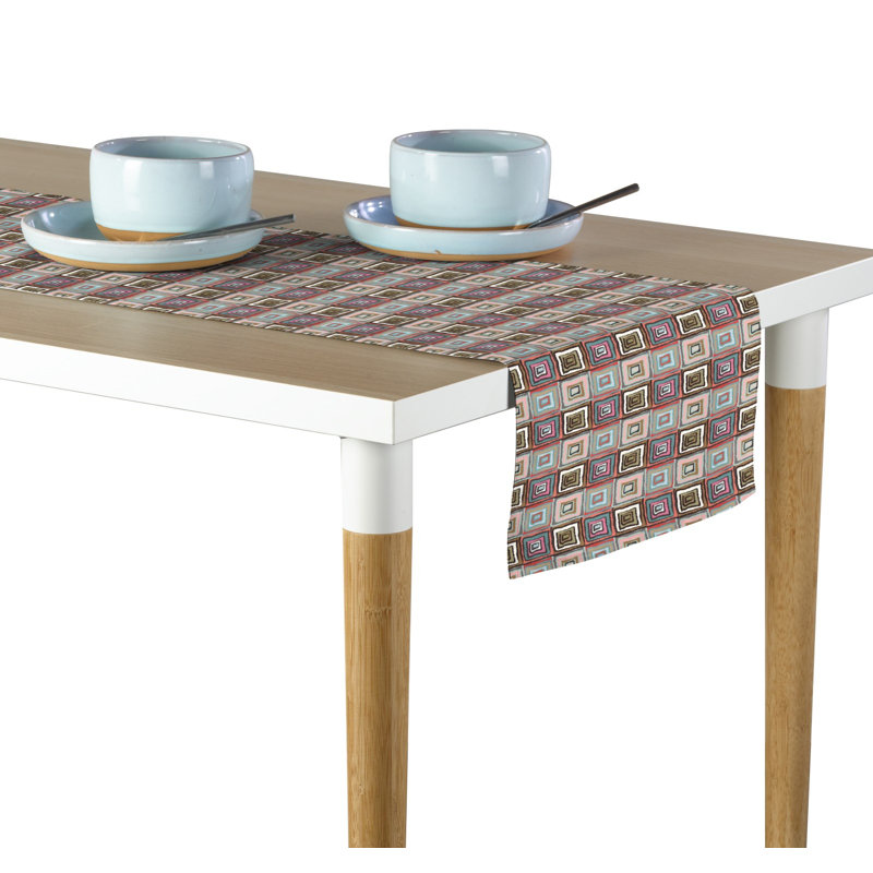 Lorenzo Retro Squares Milliken Signature Table Runner, 72" L x 12" W