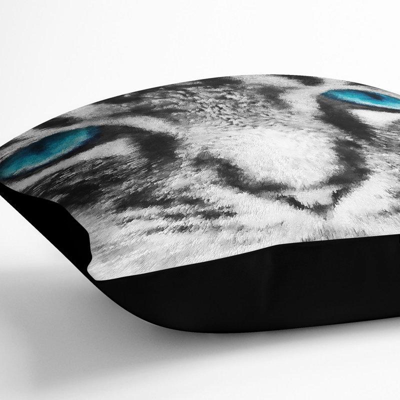 Bright Blue Cat Eyes Cushion with Filling, 40cm H x 40cm W x 15cm D, Black