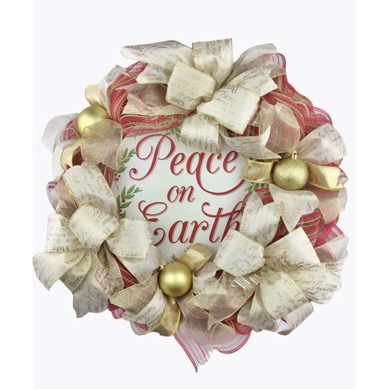 Couronne en maille 20 po Peace on Earth