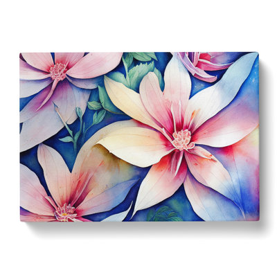 Favourable Watercolour Flowers - Wrapped Canvas