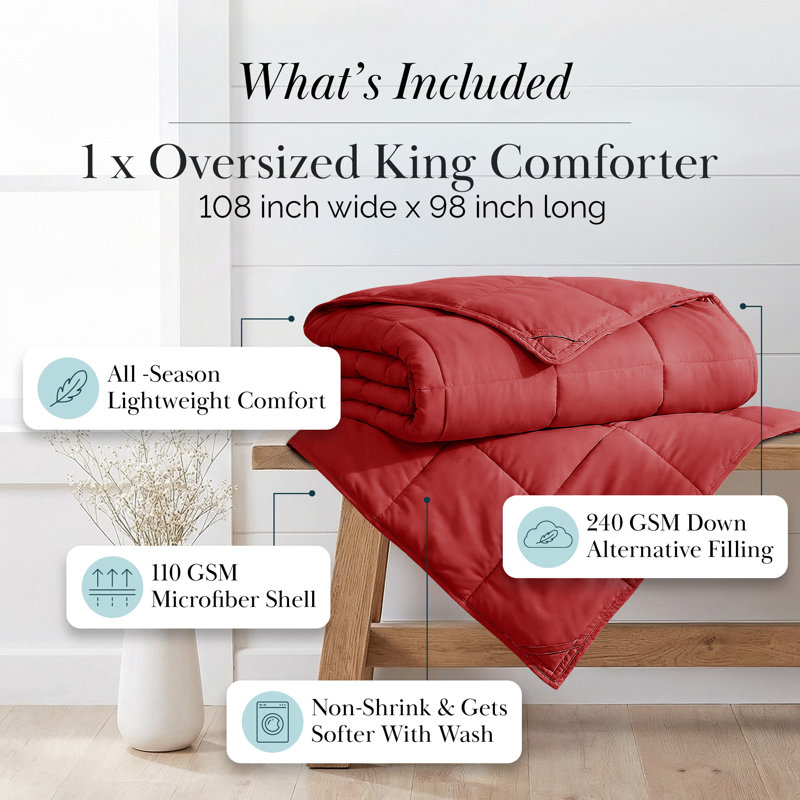 Édredon en duvet synthétique Southwest Fine Linens, Édredon très grand, Rouge pimenté