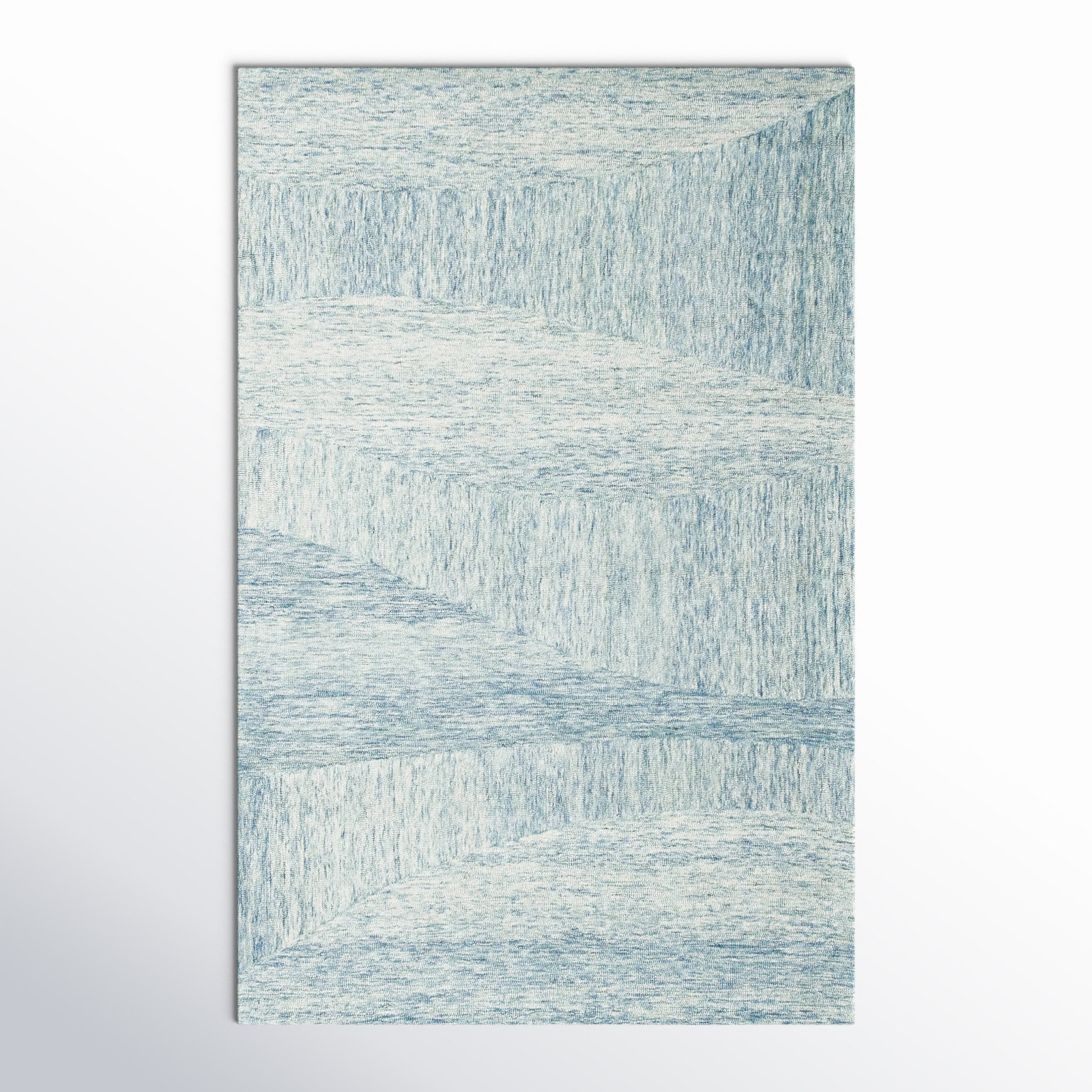Kempner Hand-Tufted Blue/Ivory Wool Area Rug, Rectangle 5' x 7'9"