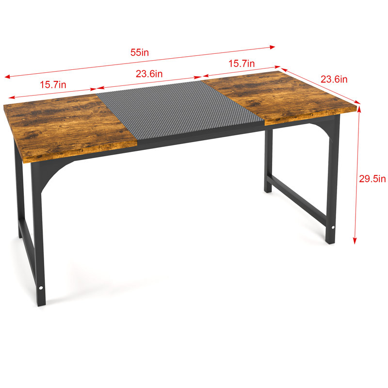 Bureau d'ordinateur moderne pour bureau à domicile, Rétro, H 29,5 po x l 55 po x P 23,6 po