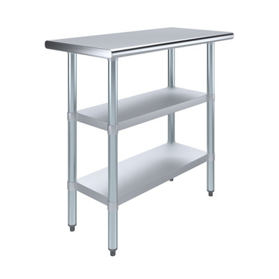 Table de travail commerciale en acier inoxydable avec deux tablettes réglables Express KitchQuip - Certifié NSF