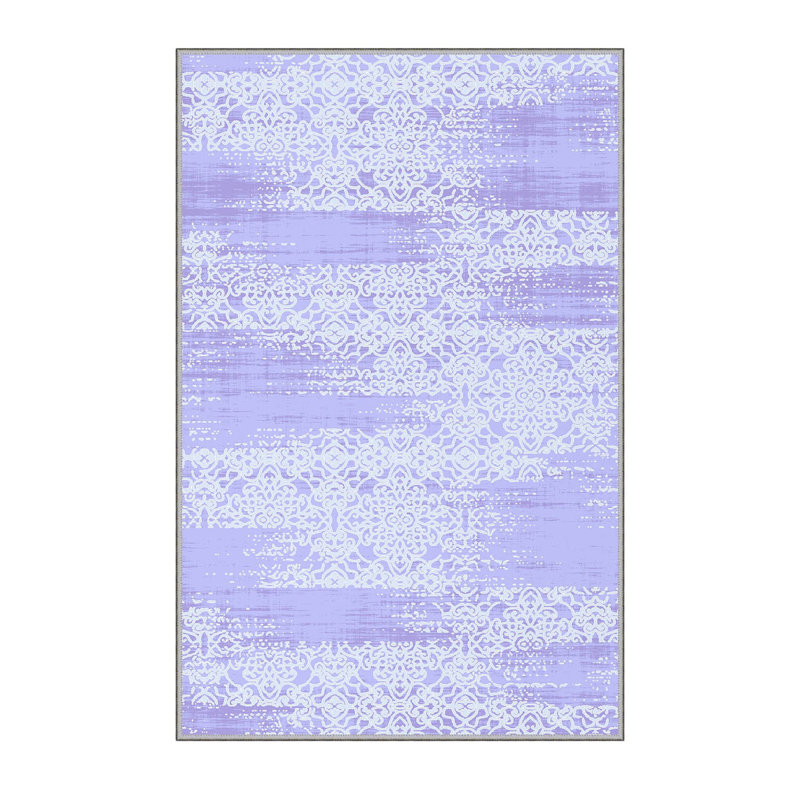 Tapis de haute qualité imprimé en 3D (2,6 x 4,0 pi), 100% polyester, d'une hauteur de poils de 0,3 po | Pois antibactérien et antidérapant en feutre de PVC | Lavable à la machine, conception élégante pour le salon, la chambre à coucher et le bureau