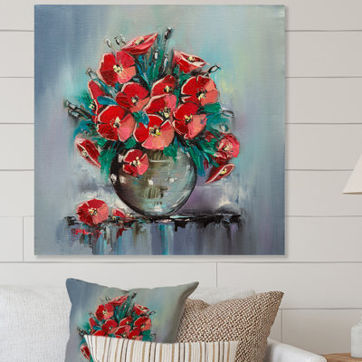 " Red Poppies In Vase " Painting Print