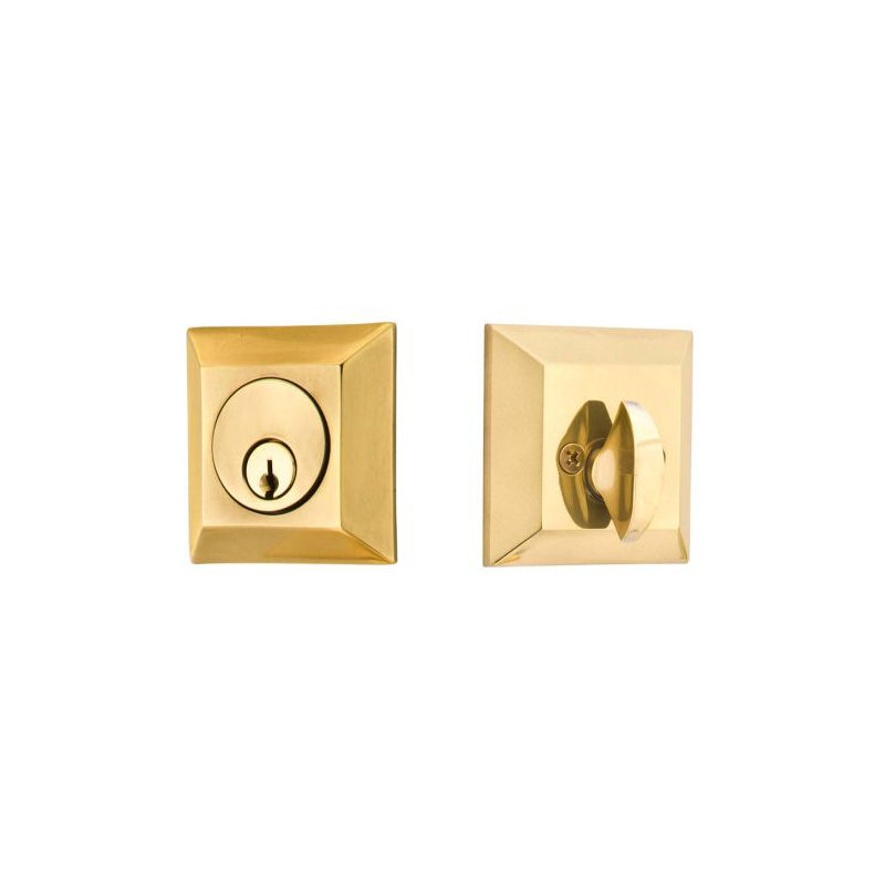 Quincy Single Cylinder Deadbolt For 1-3/8" To 2-1/8" Door Unlacquered Brass Finish, French Antique Brass