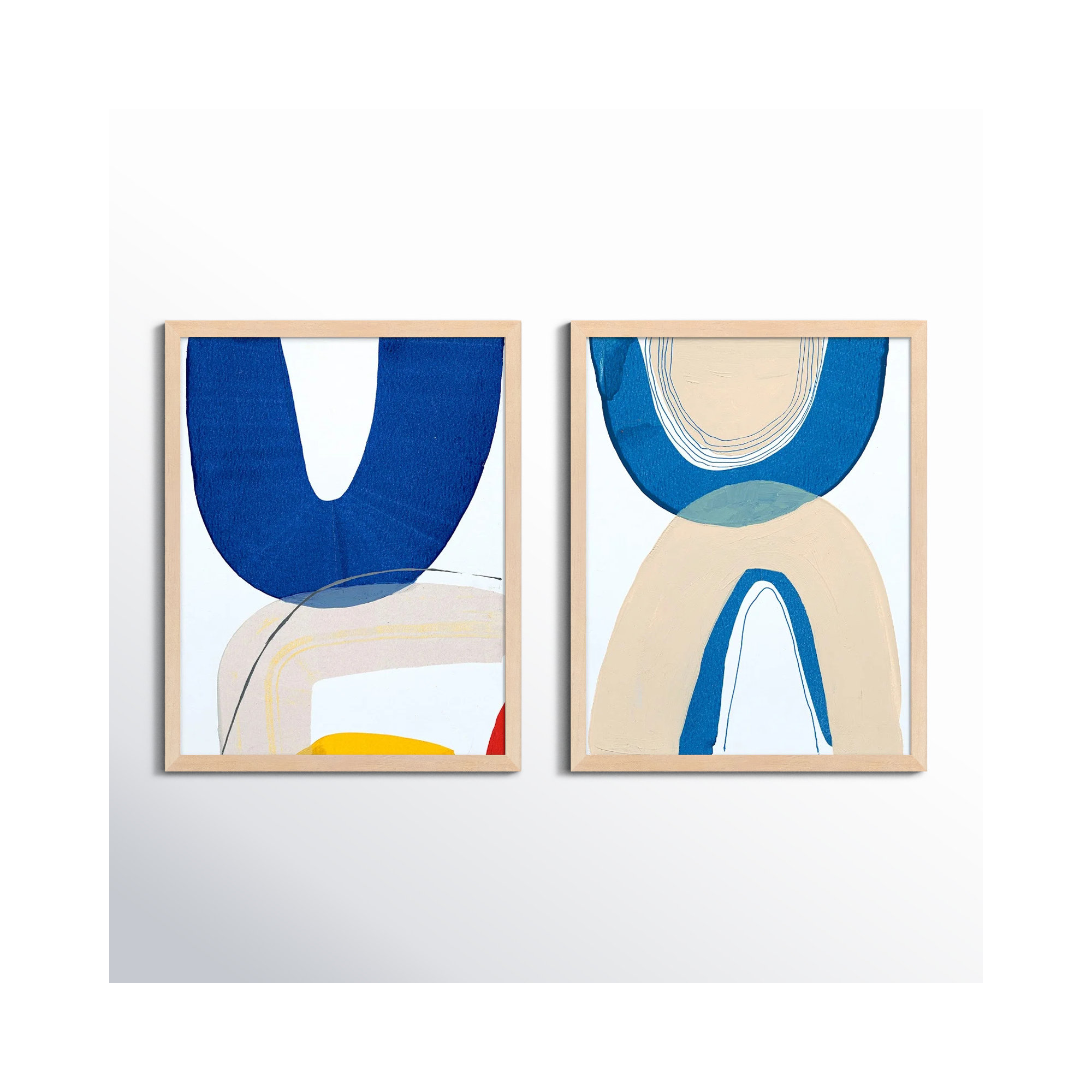 Unity Set Of 2 by Andrea Stokes, 38" H x 60" W x 1.25" D, Brown Framed