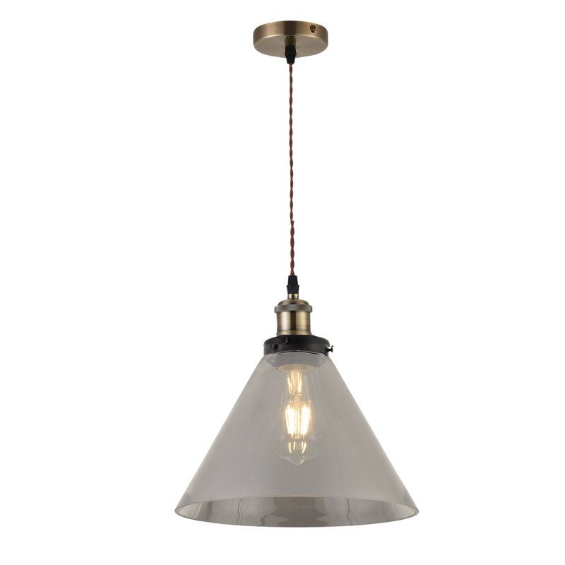 Aadhiran 1 - Light Cone Pendant, Smoked, Antique Brass