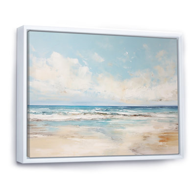 Beige And Blue Beach Minimal Horizon On Canvas Print