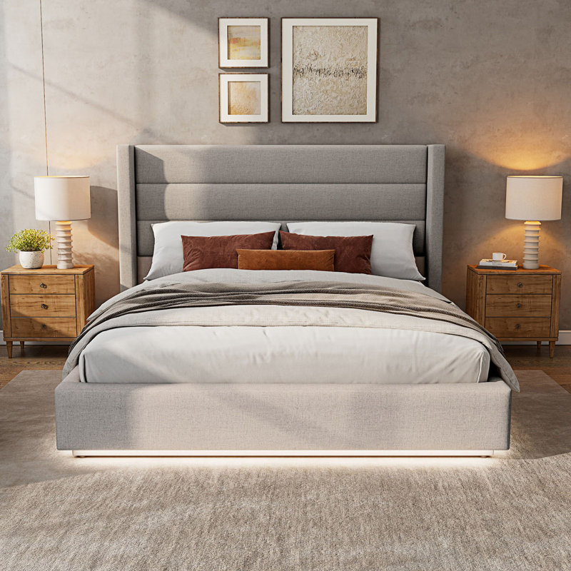 Grand lit tapissier Flores Led