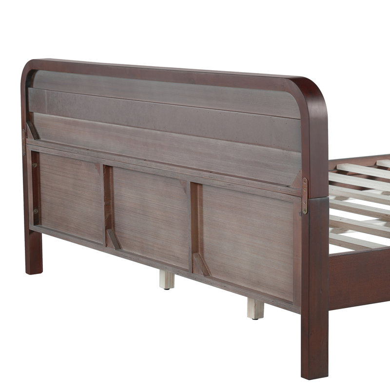 Sturdy Pine Solid Wood Bed - Rustic, No Box Spring Needed, Queen, Dark Walnut