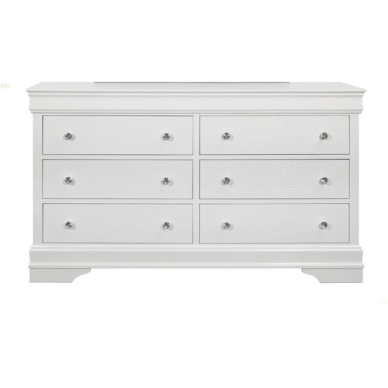 Unité avec texture de faux crocodile et bouton en cristal, Blanc