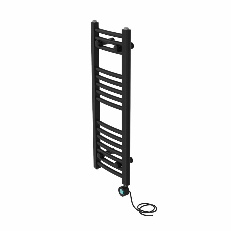 Angelinna Curved Towel Rail Heated Towel Rails, 80cm H x 30cm W x 3.4cm D, Black