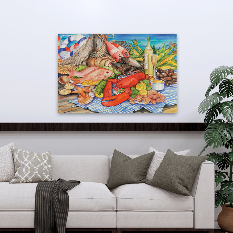 Bouée de fruits de mer sur la plage bleue, H 48 po x l 32 po