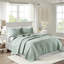 Courtepointe double / grand lit 3 pièces, décoration festive réversible, matériau en microfibre, rembourrage 90% coton, lavable à la machine, charme rustique, texture, délavé, style champêtre
