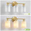 Éclairage pour salle de bain 3 lumières à intensité variable avec abat-jour en verre blanc-48705051-48705063