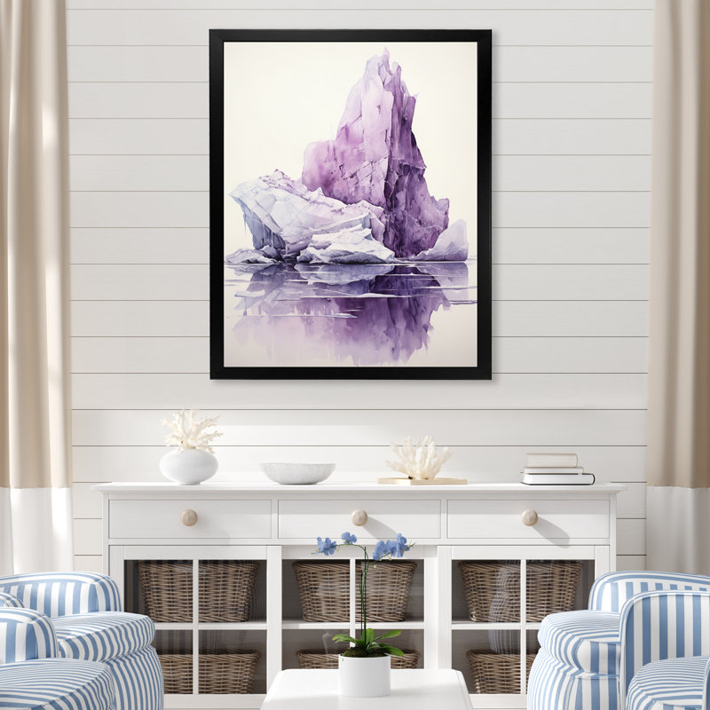 Iceberg mauve mystérieux - Impression, Cadre photo noir, H 32 po x l 24 po x P 1 po