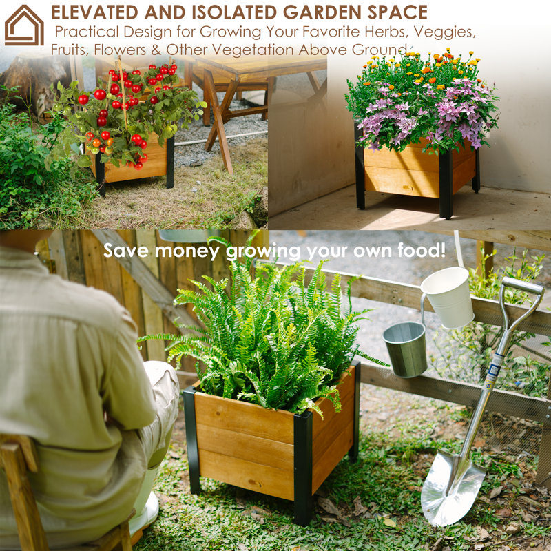 Lubaba Wood Raised Garden Bed, Red Brown