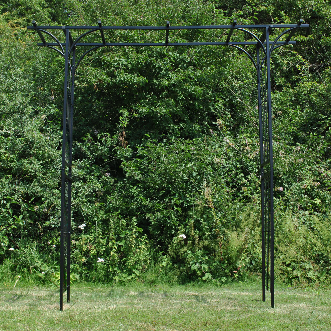 Aelan 205cm W x 50cm D Metal Arbour in Black