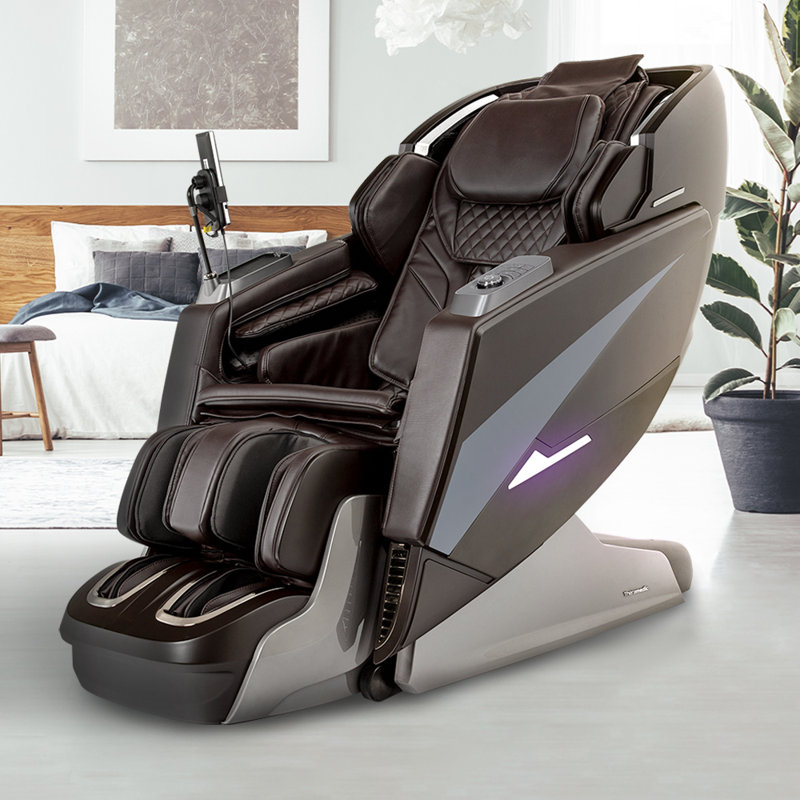 Taupe Faux Leather Zero Gravity Massage Chair with Bluetooth